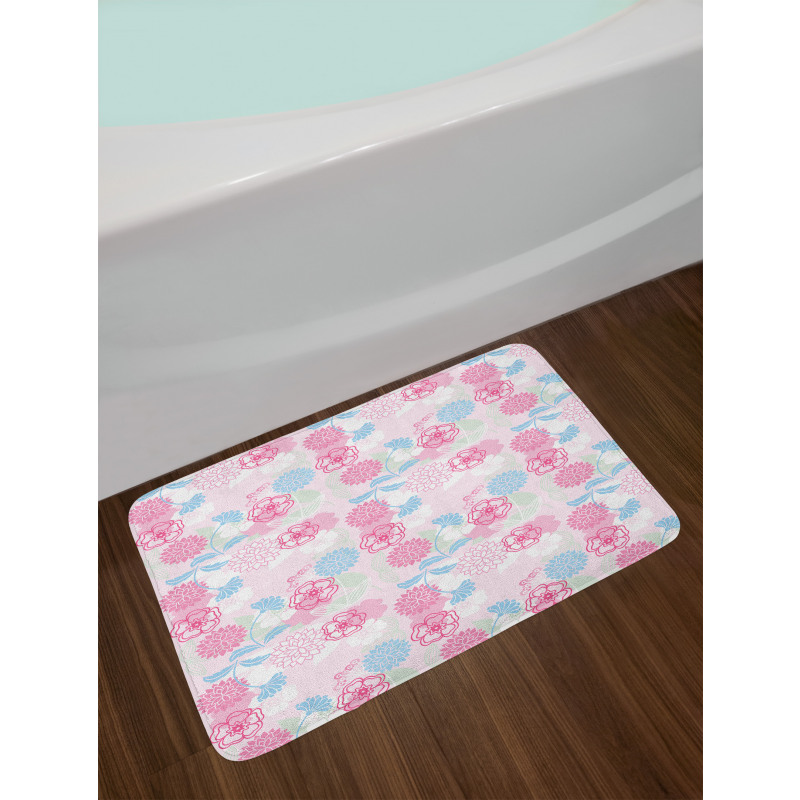 Flowers Ivy Leaves Buds Bath Mat