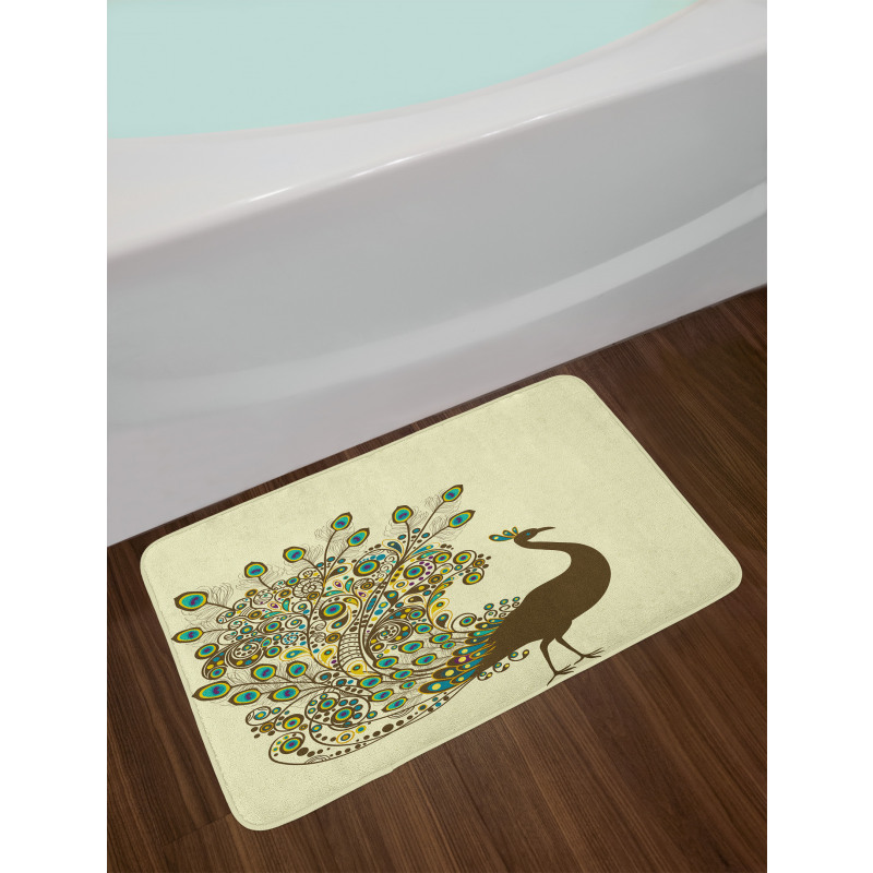 Peacock Bird Profile Bath Mat