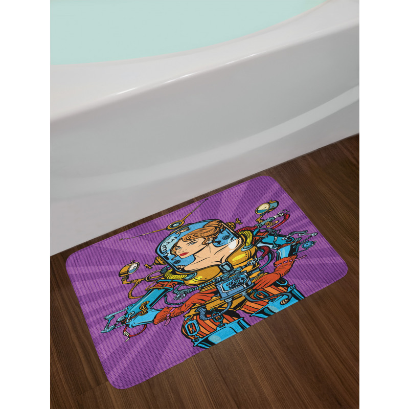 Futuristic Sci-Fi Woman Bath Mat