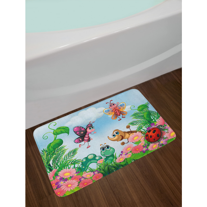 Butterfly Ladybug Worm Bath Mat