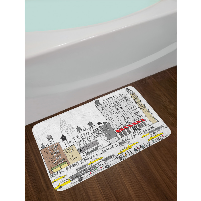 Busy City Traffic Jam Bath Mat