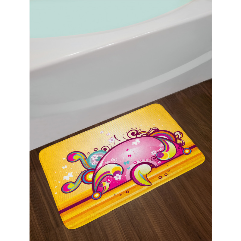 Spiral Vibrant Shapes Line Bath Mat