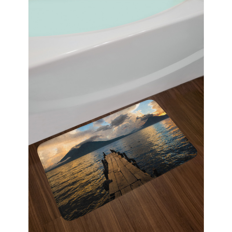 Wooden Pier on Lake Bath Mat