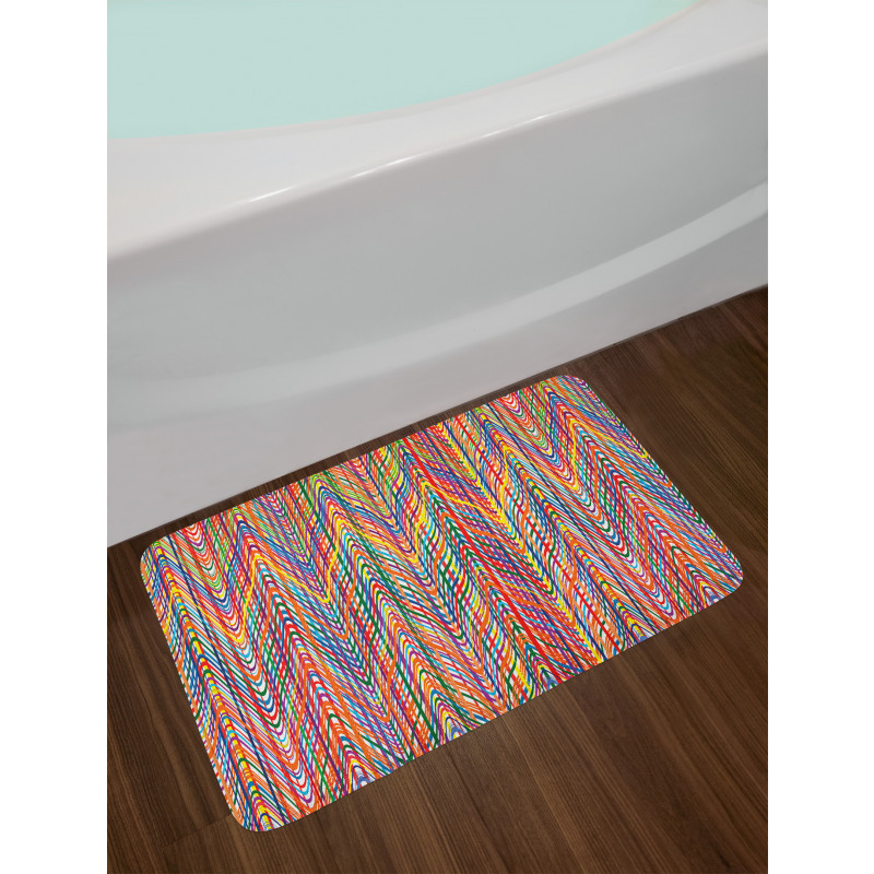 Colorful Zig Zag Lines Bath Mat