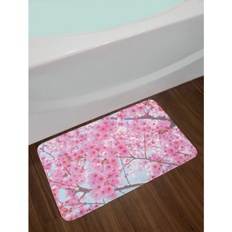 Japanese Sakura Flowers Bath Mat