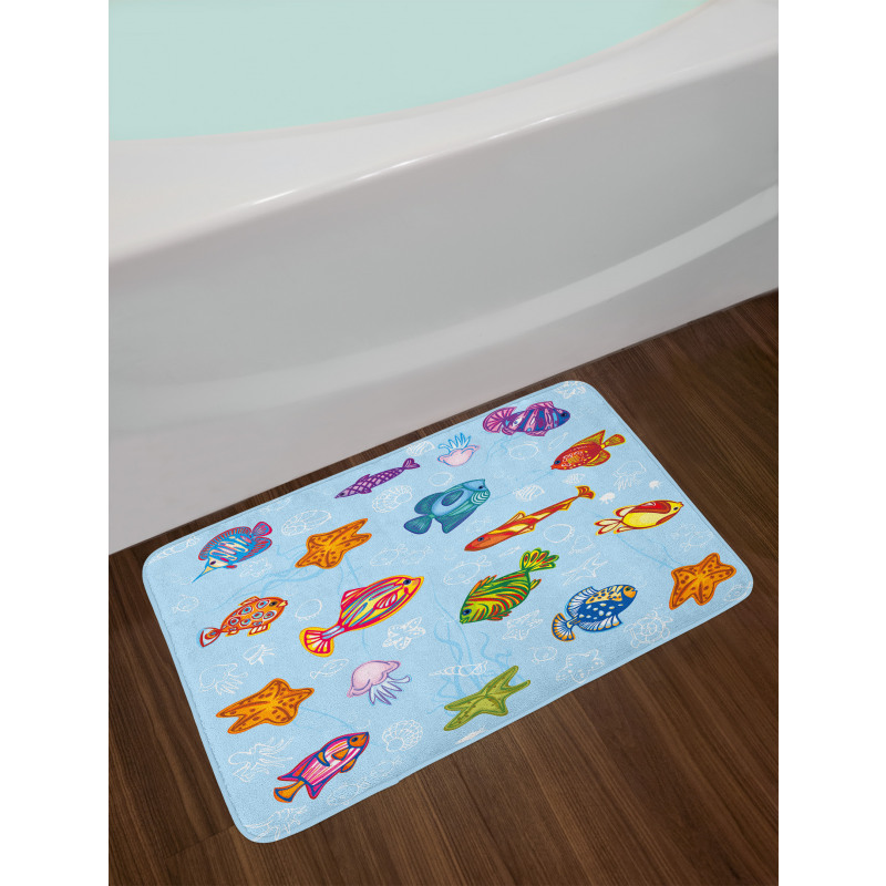 Navy Nautical Life Sea Bath Mat