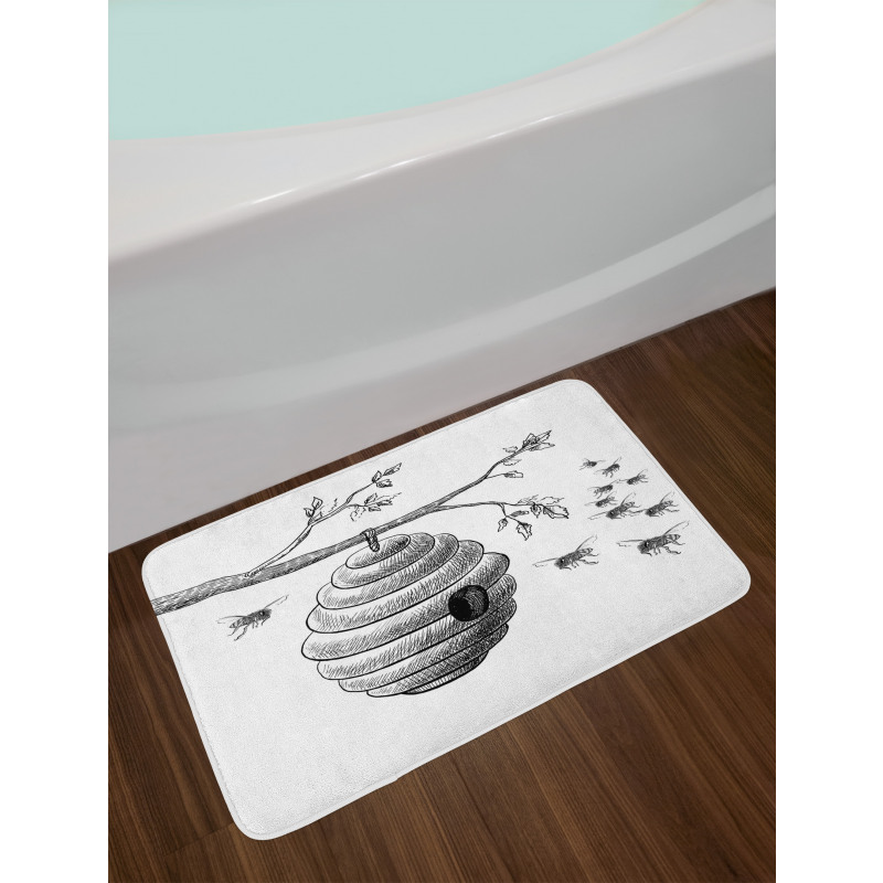 Hand Drawn Honeycomb Bath Mat