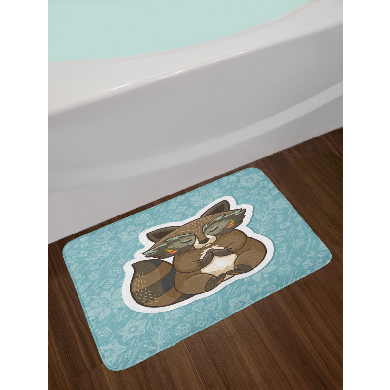 Raccoon on Meadow Bath Mat