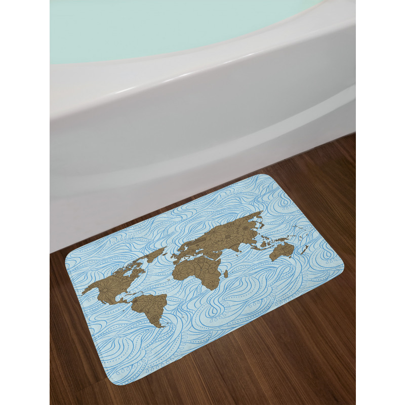 Map with Waves Bath Mat