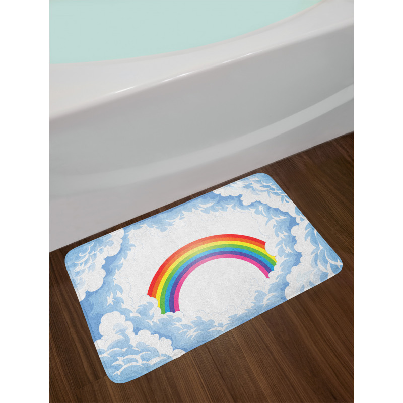 Rainbow Fluffy Clouds Bath Mat