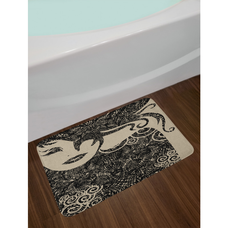 Woman with Cool Posing Bath Mat