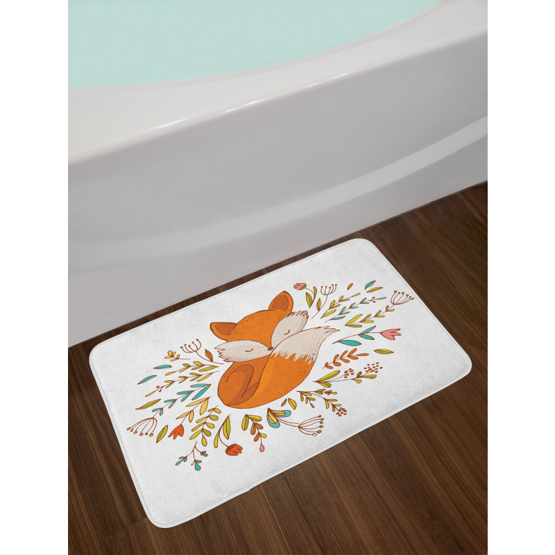 Baby Fox Flowers Bath Mat