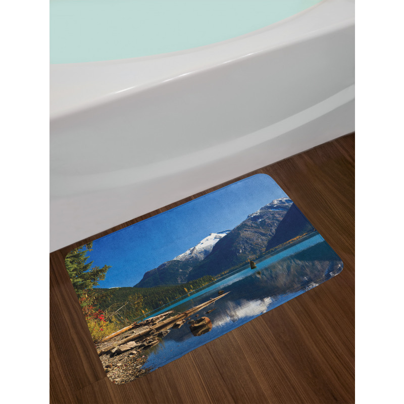 Winter Mountain Trees Bath Mat