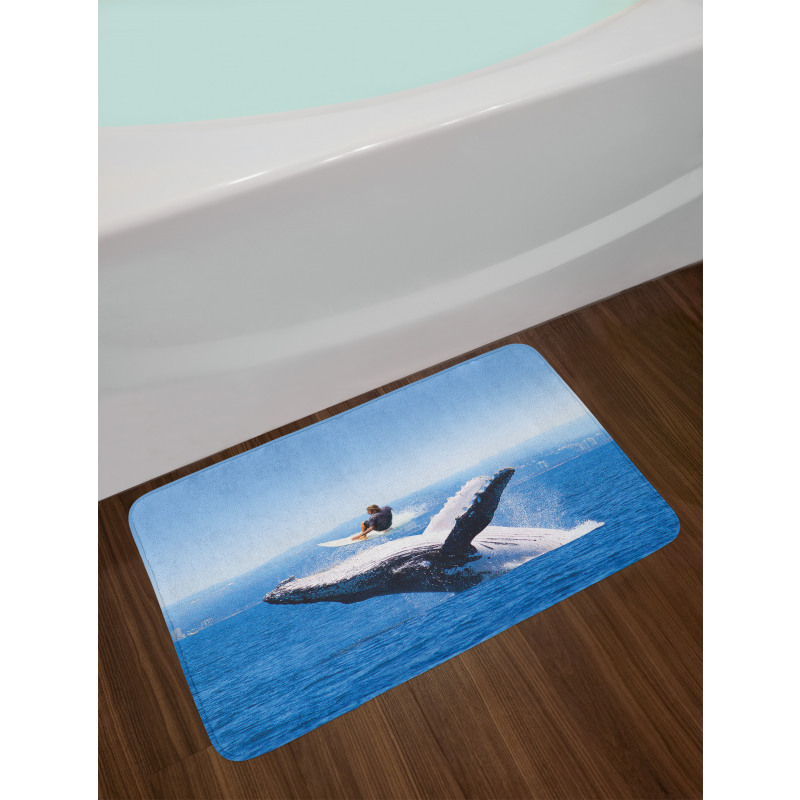 Jumphing Dolphin Surfer Bath Mat