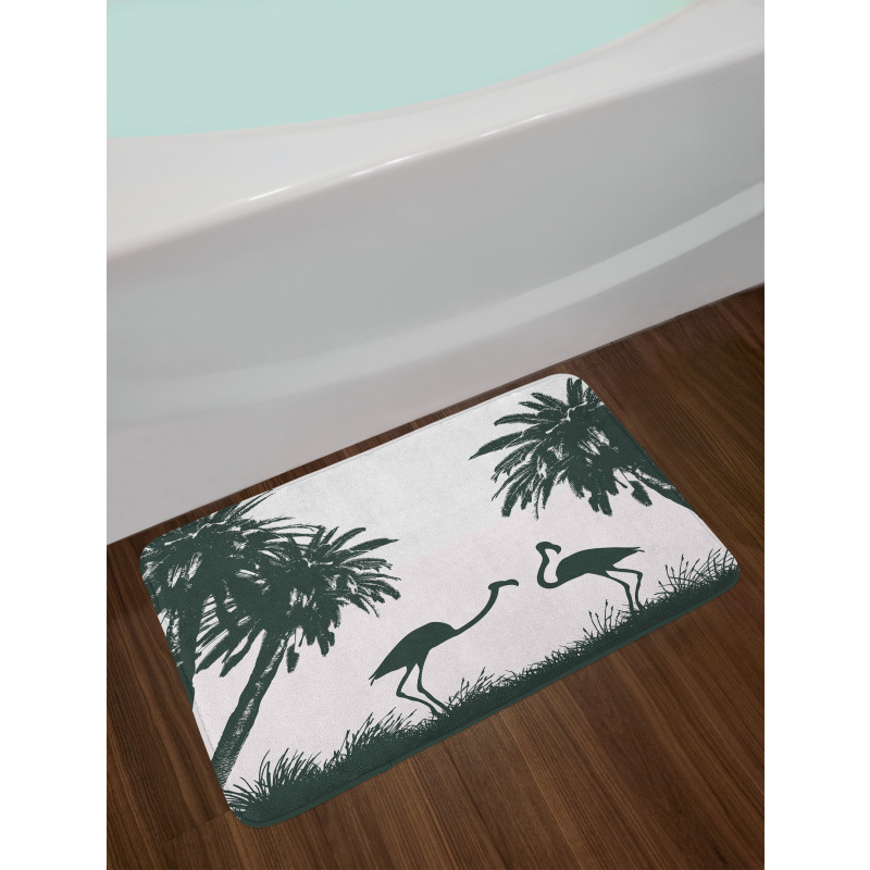 Flamingos and Palm Trees Bath Mat