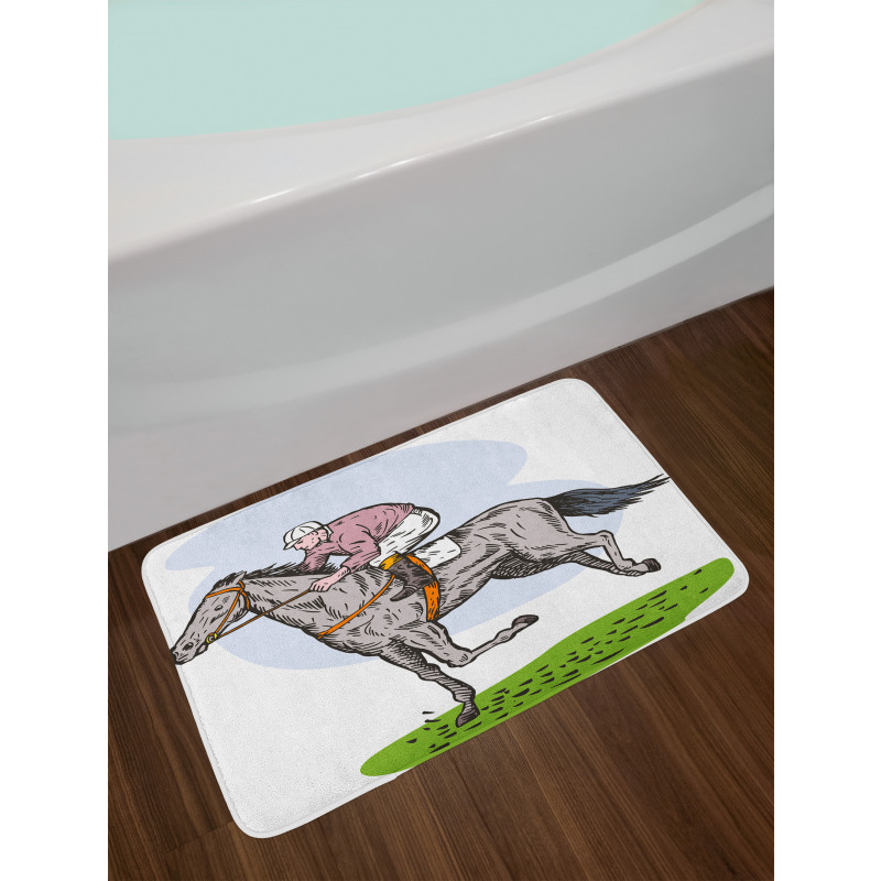 Horse Racing Sketch Bath Mat