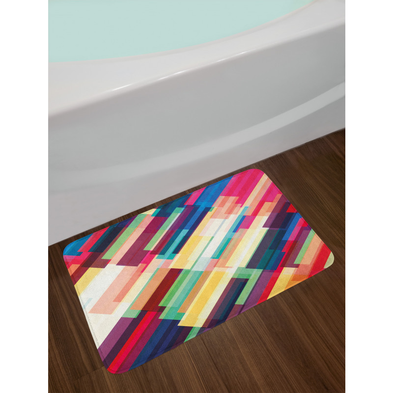 Geometric Color Lines Bath Mat