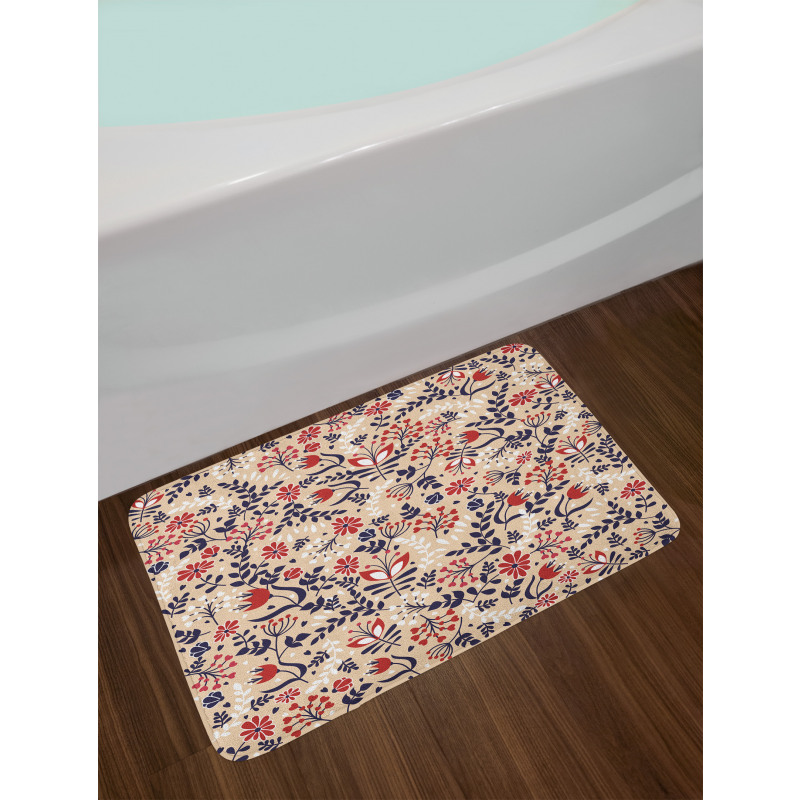 Abstract Blossoms Leaves Bath Mat
