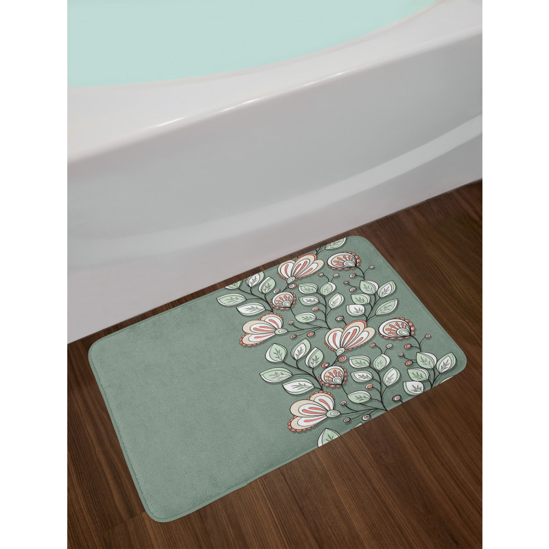 Flowers and Leaves Graphic Bath Mat