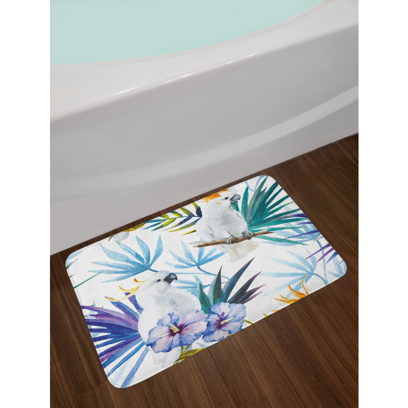 Watercolor Parrot Palm Bath Mat