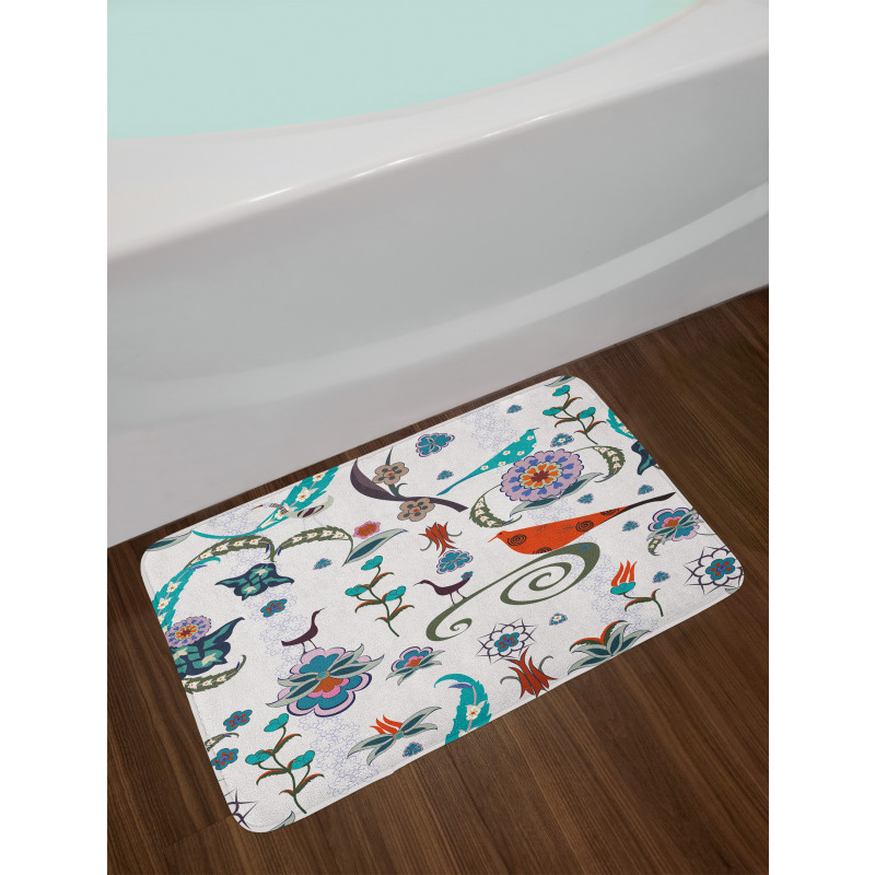 Colorful Florals Swirls Bath Mat