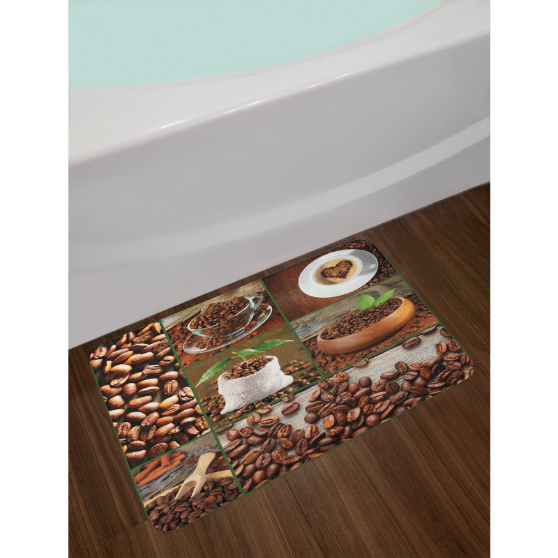 Coffee Beans and Bags Bath Mat