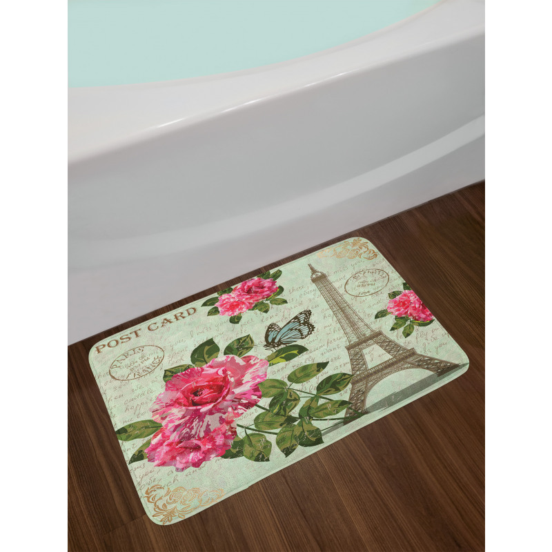 Shabby Plant Roses Leaf Bath Mat