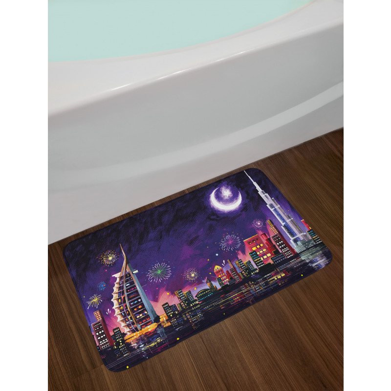 Night Dubai Skyscraper Bath Mat