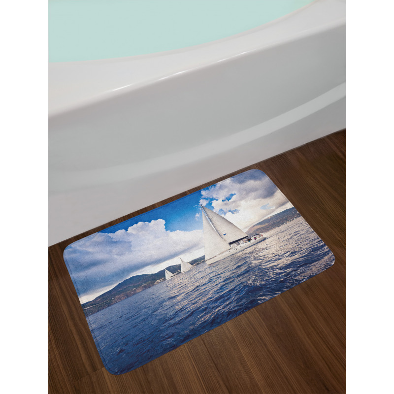 Sailing Boat on Sea Bath Mat