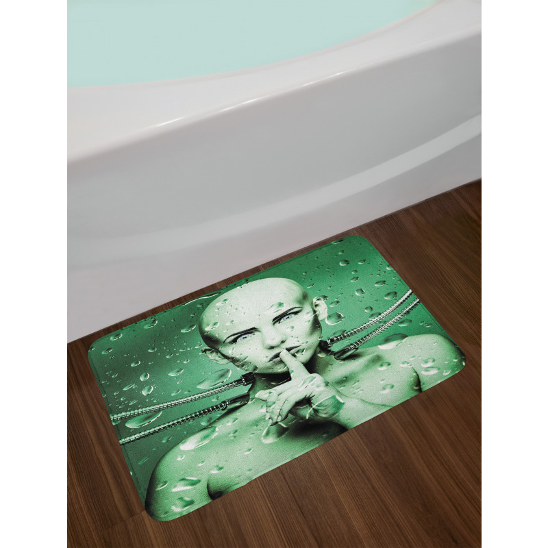 Robot Girl in Glass Bath Mat