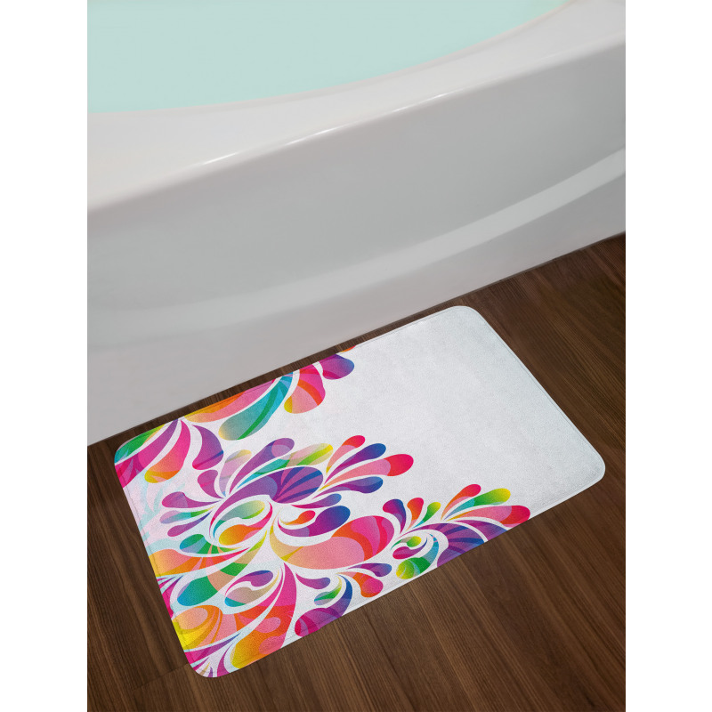 Curvy Floral Design Bath Mat