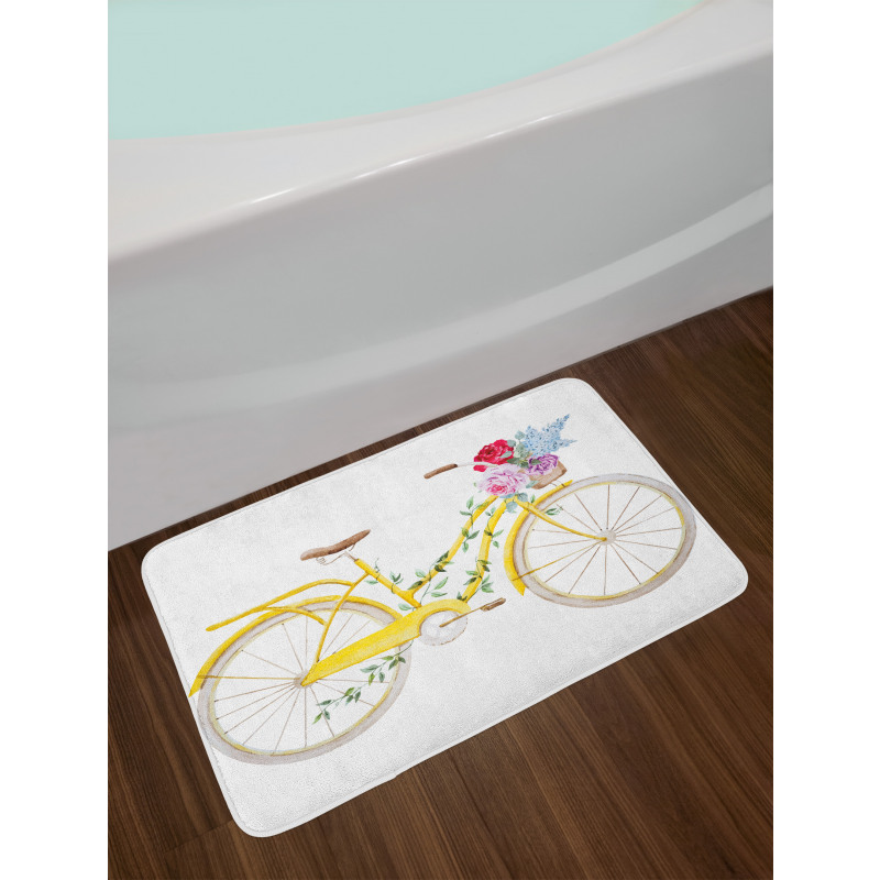 Bicycle with Flowers Bath Mat