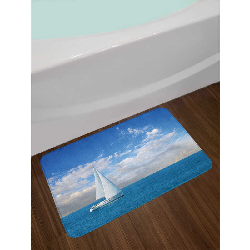 Modern Sail Boat on Sea Bath Mat