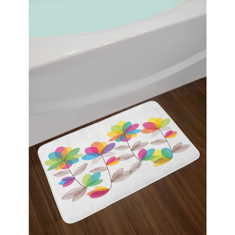 Colored Blooming Flowers Bath Mat
