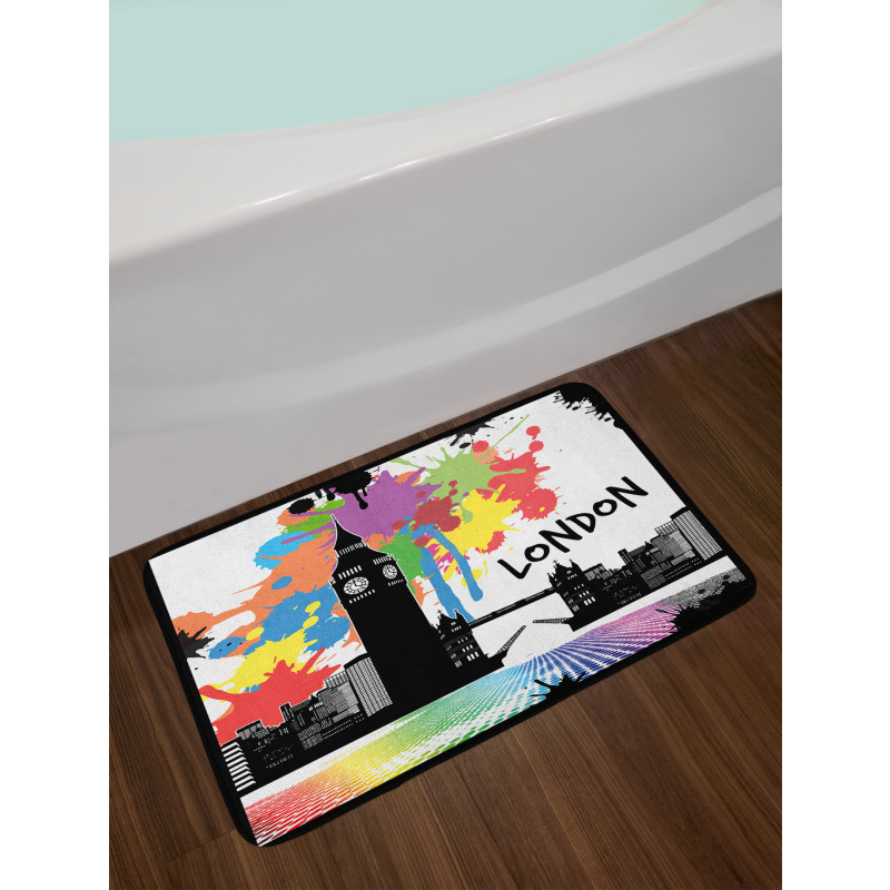 Colorful London City View Bath Mat