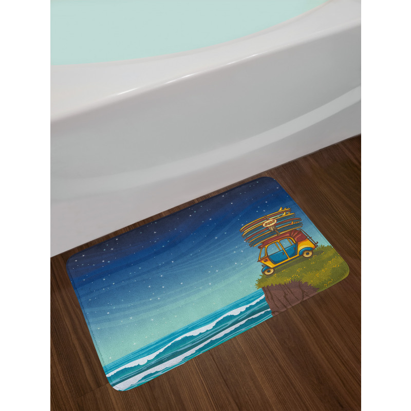 Cartoon Car Surfboards Bath Mat