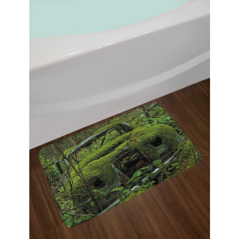 Old Classic Car Forest Bath Mat