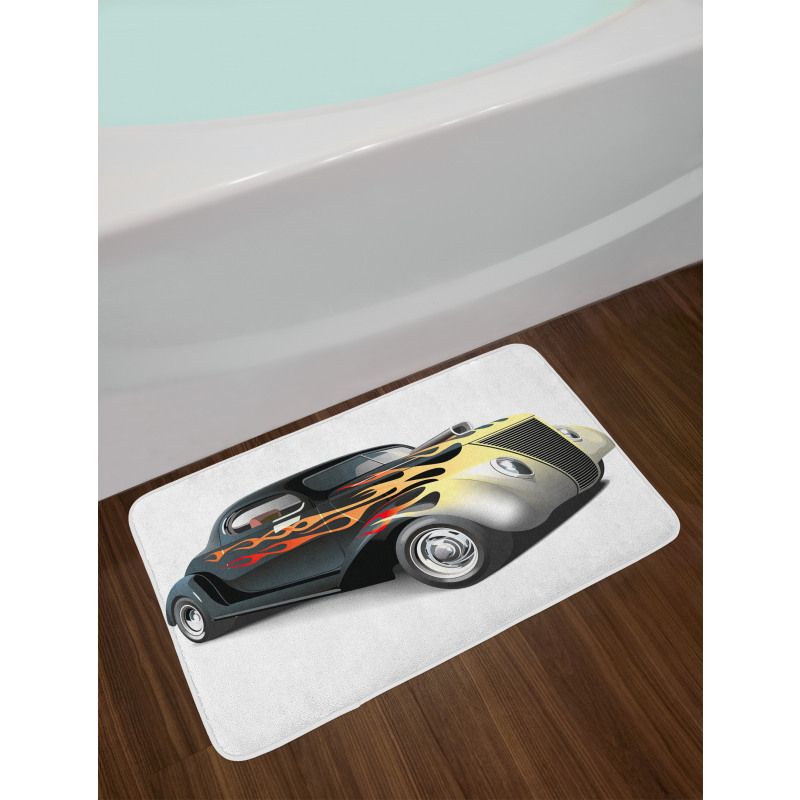 Retro 40s Drag Car Bath Mat