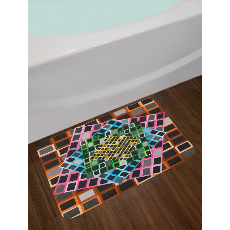 Color Squares Frames Bath Mat