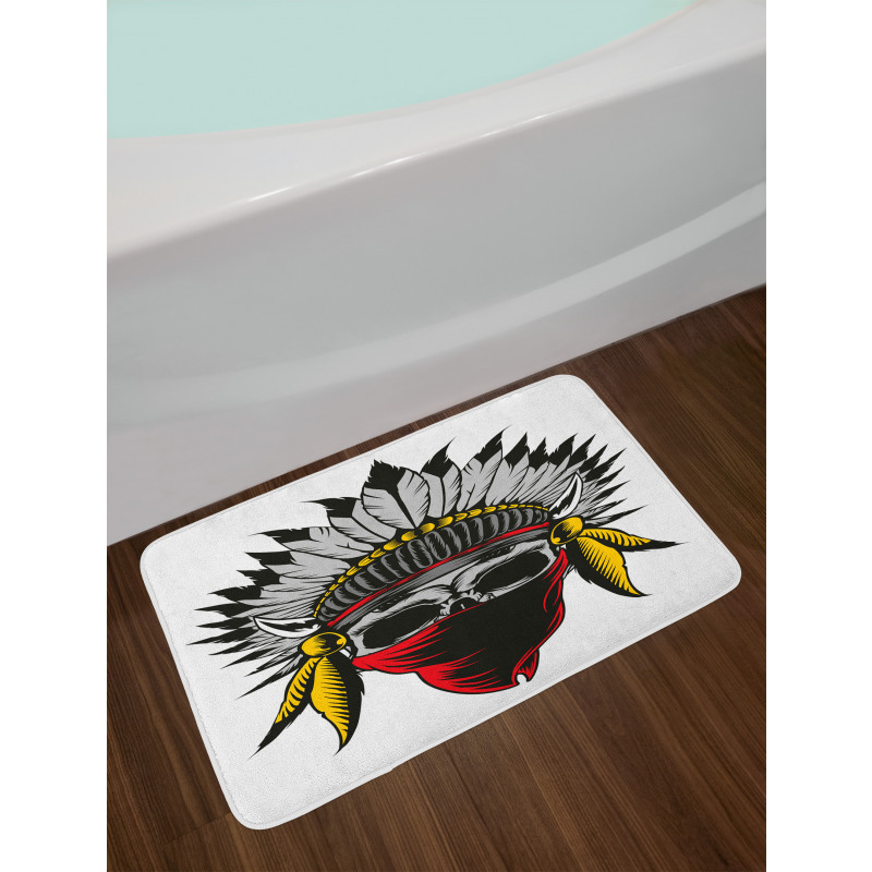 Skull with Feathers Veil Bath Mat