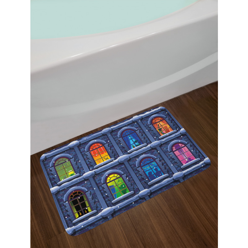 Snowy Winter Night Bath Mat