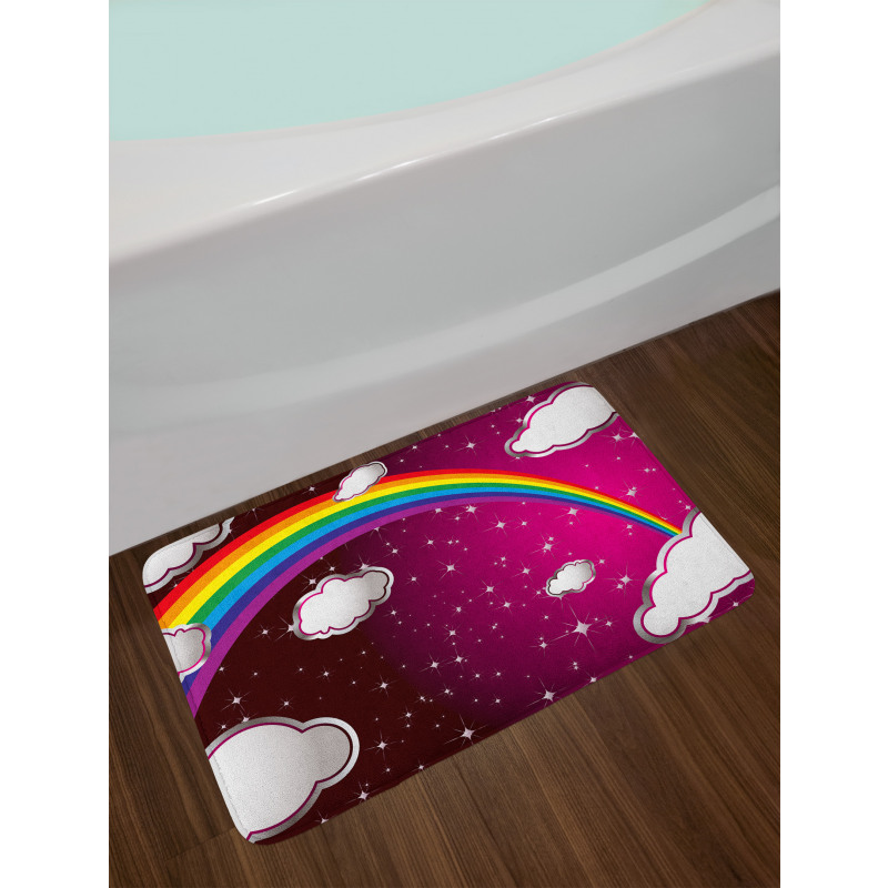 Rainbow Colored Stars Bath Mat