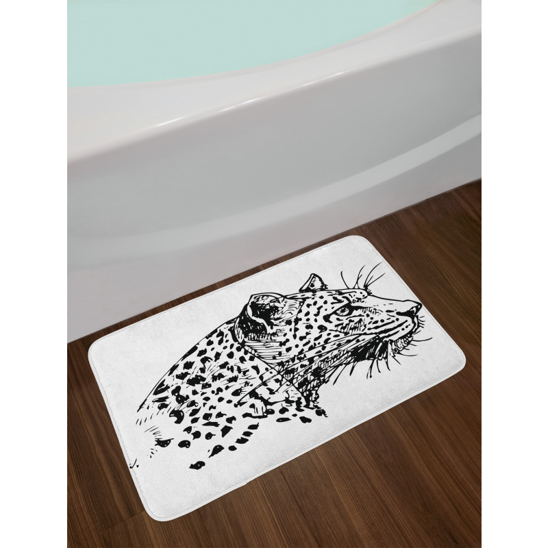 Jaguar Sketch Wildlife Bath Mat