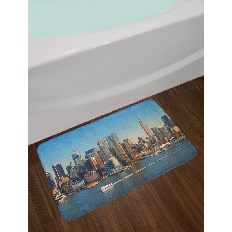 NYC Skyline River Scenery Bath Mat