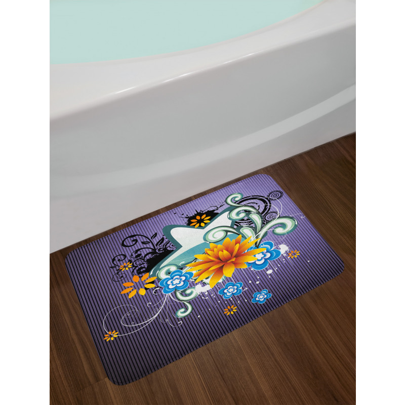 Stars Flowers Swirls Bath Mat