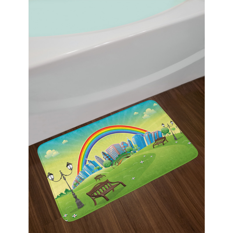 Rainbow Beams Flowers Bath Mat