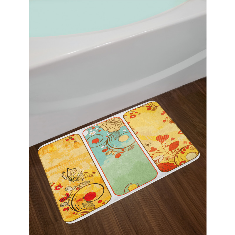 Floral Detailed Frames Bath Mat