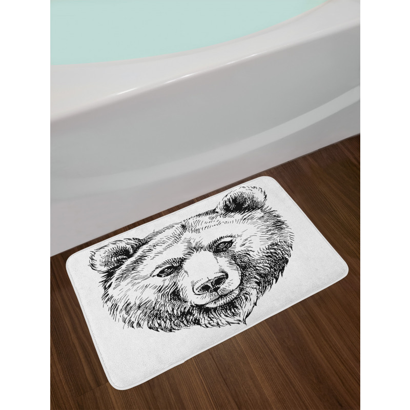 Grizzly Bear Ink Sketch Bath Mat