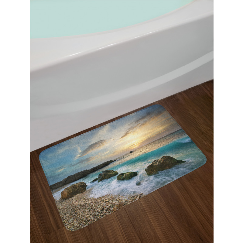 Seascape Sunrise Waves Bath Mat