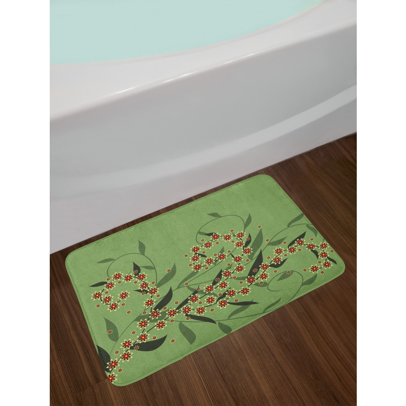 Retro Blooming Flowers Bath Mat